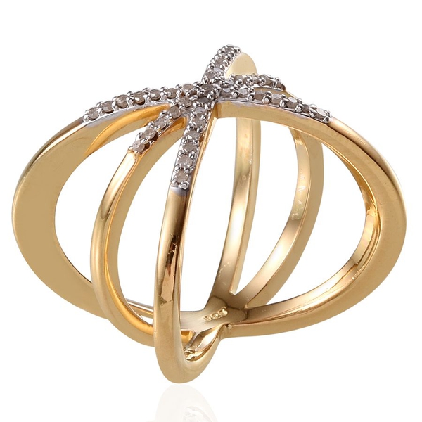 Diamond (Rnd) Criss Cross Ring in 14K Gold Overlay Sterling Silver 0.250 Ct.