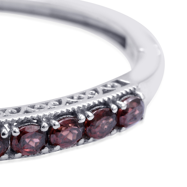 Designer Collection Umba River Zircon (Ovl) Bangle in Platinum Overlay Sterling Silver (Size 7.5) 7.000 Ct.