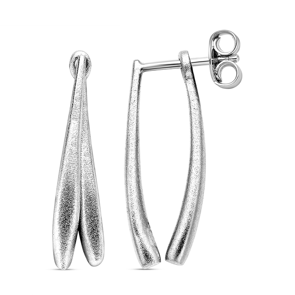 LUCYQ Texture Drop Collection - Matte Texture Rhodium Overlay Sterling Silver Dangling Detachable Ea