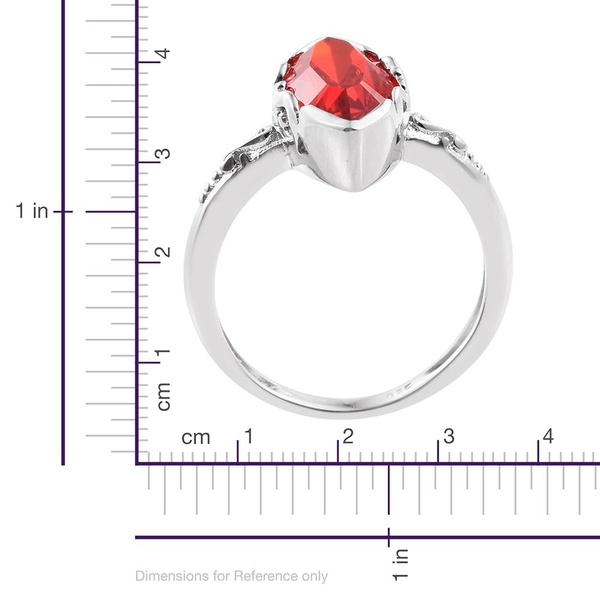 Lustro Stella  - Light Siam Colour Crystal (Mrq) Solitaire Ring in Platinum Overlay Sterling Silver