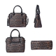 4 Piece Set - Chocolate Leopard Pattern Tote Bag, Crossbody Bag, Clutch Bag and Card Bag with Tassel Hanging