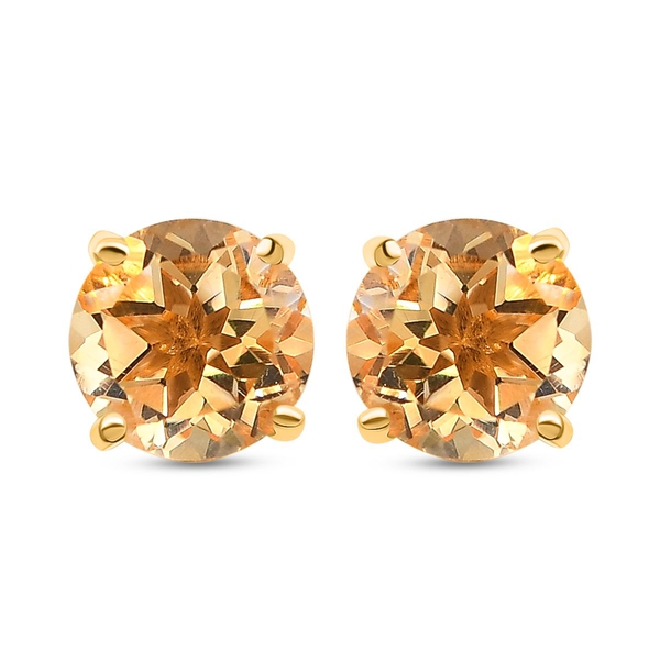 Citrine Stud Earrings (with Push Back) in 14K Gold Overlay Sterling Silver 1.48 Ct.