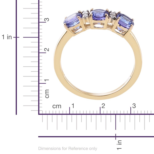 9K Yellow Gold 1.56 Ct AA Tanzanite Ring with Diamond