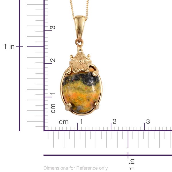 Bumble Bee Jasper (Ovl) Solitaire Pendant With Chain in 14K Gold Overlay Sterling Silver 10.000 Ct.