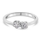 Diamond Twin Flower Ring (Size K) in Platinum Overlay Sterling Silver