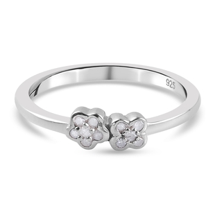 Diamond Twin Flower Ring in Platinum Overlay Sterling Silver