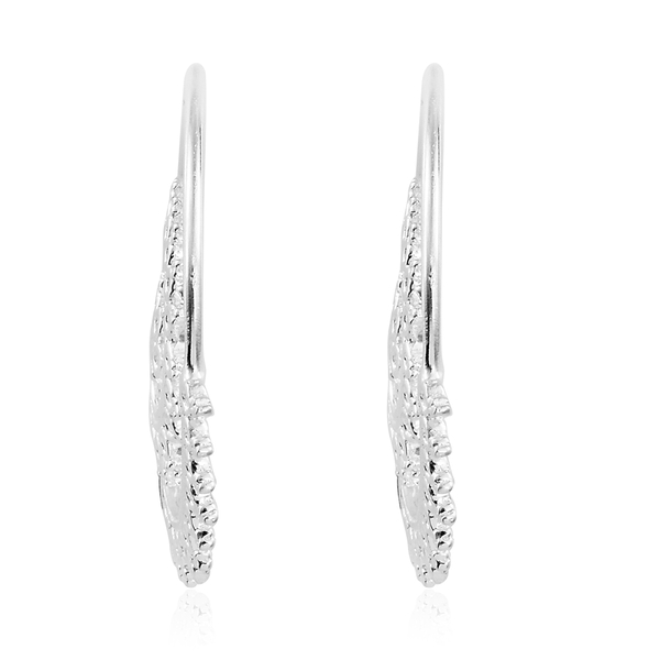 Designer Inspired-Sterling Silver Swirl Hook Earrings, Silver wt 5.00 Gms.