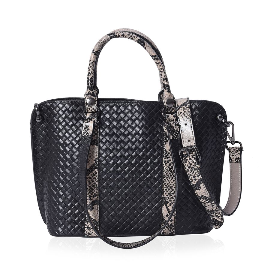 100% Genuine Leather Quilted Pattern Tote Bag with Detachable Shoulder Strap Size 29x11x24 Cm in ...