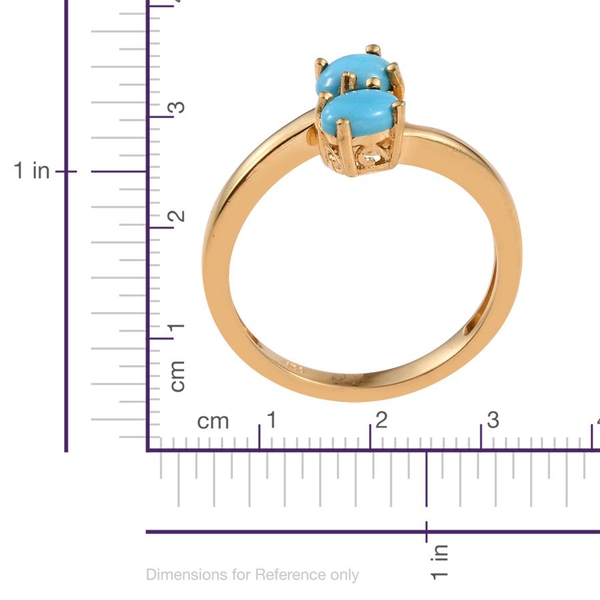 Arizona Sleeping Beauty Turquoise (Ovl) Crossover Ring in 14K Gold Overlay Sterling Silver 1.000 Ct.