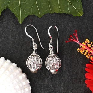 Sajen Silver Gem Healing Collection - Austrian Crystal Hook Earrings in Rhodium Overlay Sterling Sil