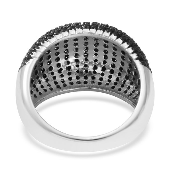Natural Boi Ploi Black Spinel (Rnd) Cluster Ring in Rhodium Overlay Sterling Silver 2.530 Ct, Silver wt 7.00 Gms, Number of Gemstone 253