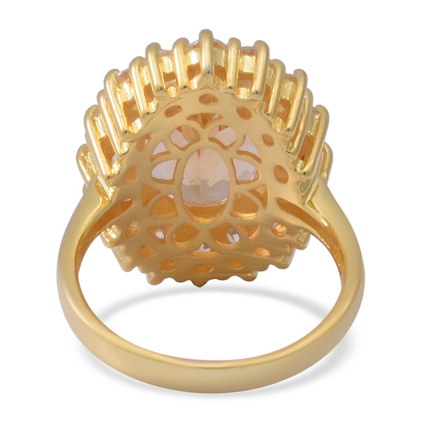 Citrine and Natural Cambodian Zircon Ring in Yellow Gold Overlay Sterling Silver 7.72 Ct, Silver Wt 6.46 Gms