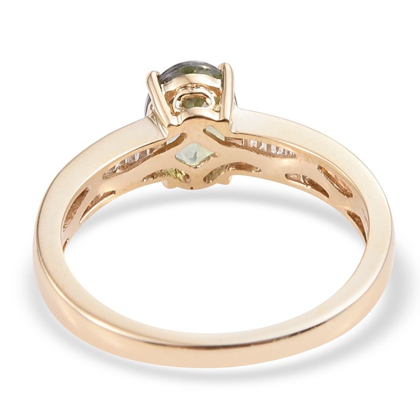 9K Y Gold Green Tanzanite (Ovl 1.05 Ct), Diamond Ring 1.150 Ct.