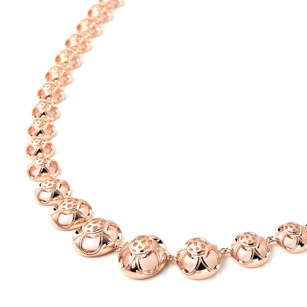 Rachel Galley Art Deco Collection - Rose Gold Overlay Sterling Silver Necklace (Size 20), Silver wt 39.41 Gms