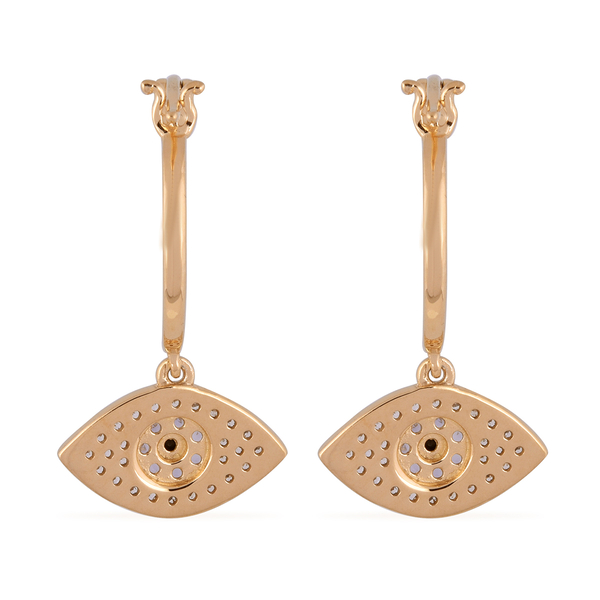 Lolite, Natural Cambodian Zircon and Black Spinel Earrings with Clasp in 14K Gold Overlay Sterling Silver 1.08 Ct.