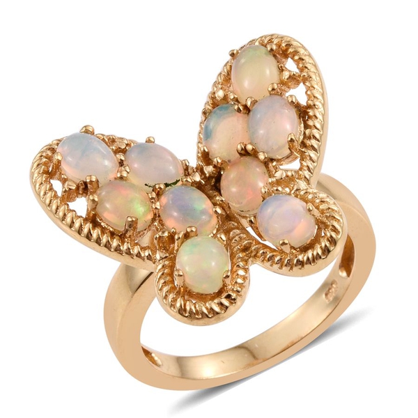 Ethiopian Welo Opal (Ovl) Butterfly Ring in 14K Gold Overlay Sterling Silver 1.500 Ct.