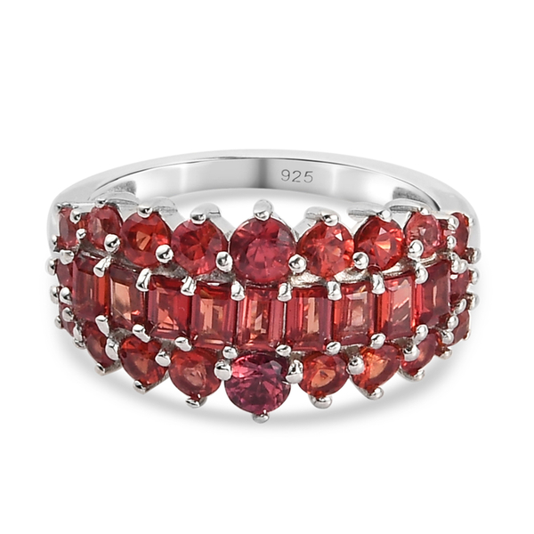 Red Sapphire Cluster Ring in Platinum Overlay Sterling Silver 2.31 Ct.