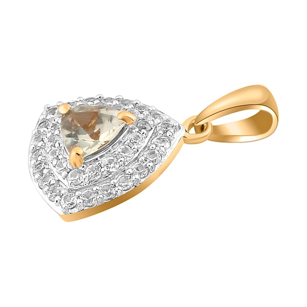 Turkizite and Natural Cambodian Zircon Pendant in Vermeil Yellow Gold Overlay Sterling Silver 1.39 Ct.