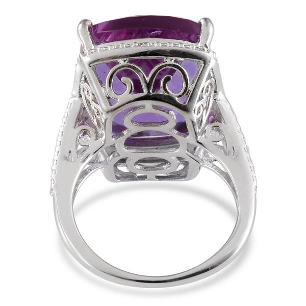 Lavender Alexite (Cush 19.50 Ct), Diamond Ring in Platinum Overlay Sterling Silver 19.550 Ct.