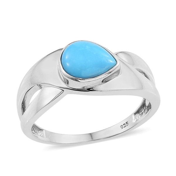 Arizona Sleeping Beauty Turquoise (Pear) Solitaire Ring in Platinum Overlay Sterling Silver 1.250 Ct