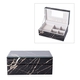 Marble Glass Jewellery Storage Box with Inside Mirror, 7 Ring Rows, 4 Necklace Hook with Pouch and 4 Sections (Size 21x13x8.5 Cm) - Black Moonstone