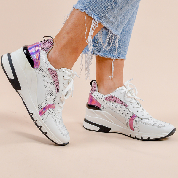 CAPRICE Sneaker High Shoes (Size 4) - White and Pink Com