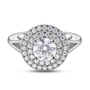 Moissanite Ring in Rhodium Overlay Sterling Silver 1.080 Ct.