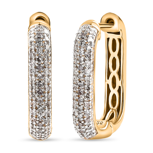 Diamond Hoop Earrings with Clasp in Vermeil Yellow Gold Overlay Sterling Silver 0.48 Ct.