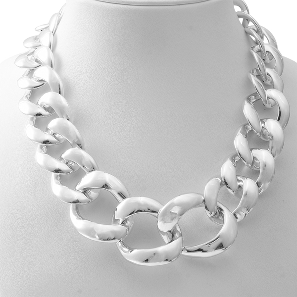 Limited Available Rhodium Overlay Sterling Silver Figaro Necklace (Size 20), Silver wt 55.00 Gms.