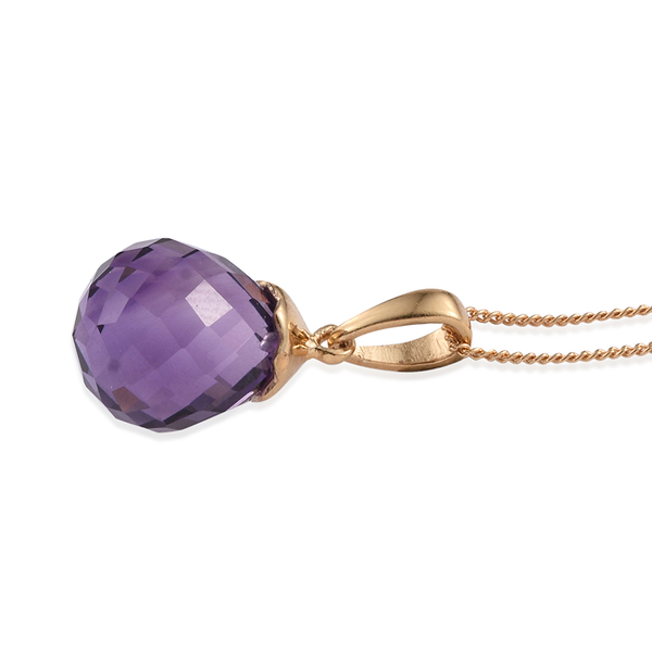 Checkerboard Cut AA Lusaka Amethyst Pendant With Chain in 14K Gold Overlay Sterling Silver 7.000 Ct.
