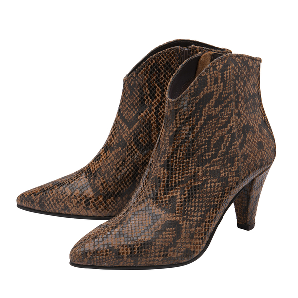 Ravel Levisa Snake Pattern Leather Heeled Ankle Boots (Size 3) - Brown