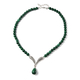 Malachite and White Austrian Crystal Necklace (Size 20 with 2 inch Extender) in Silver Tone 192.00 C