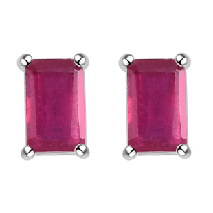 Cabo Delgado Ruby Stud Earrings (With Push Back) in Sterling Silver 1.00 Ct.