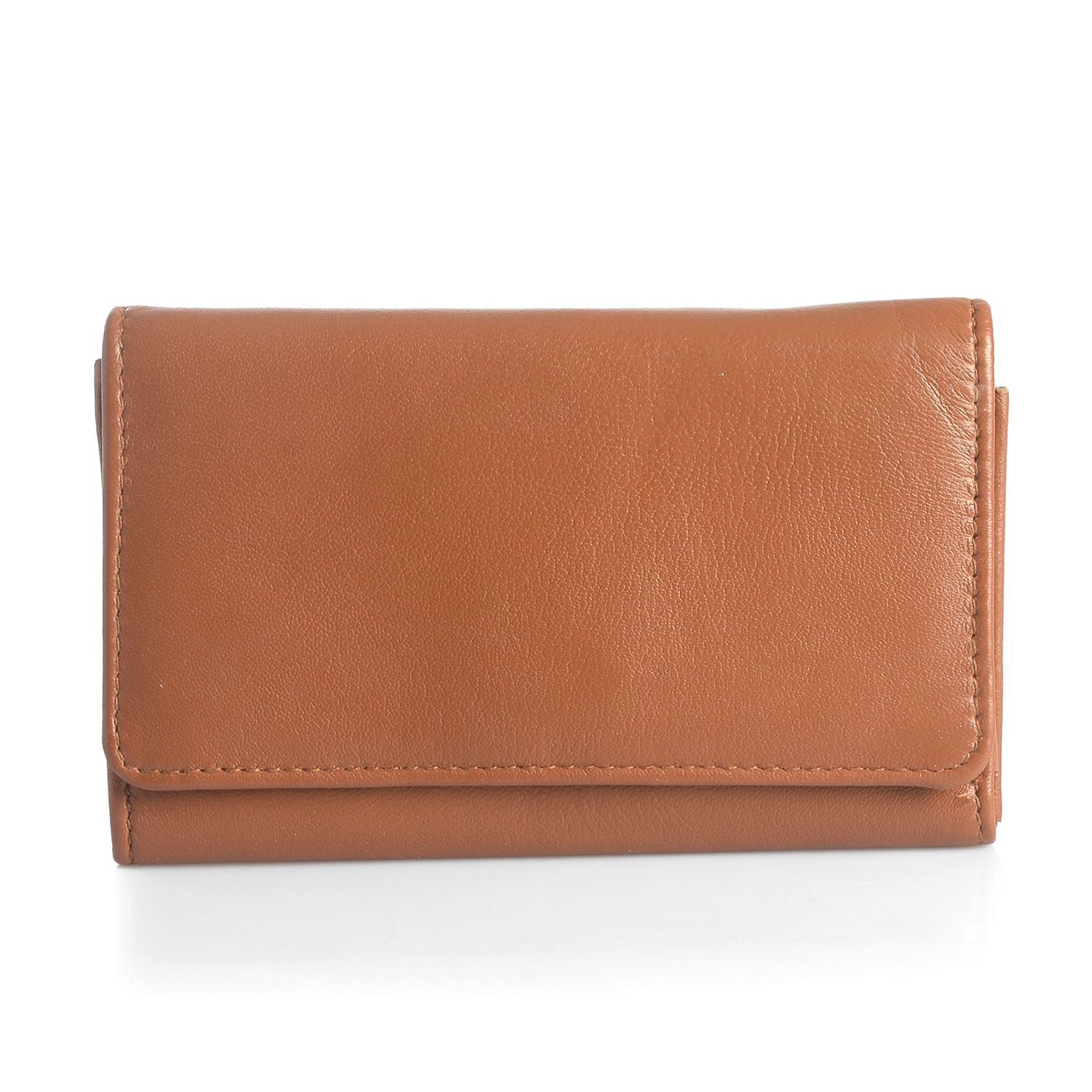 Genuine Leather RFID Blocker Tan Colour Ladies Purse (Size 15.5x8.5 Cm)