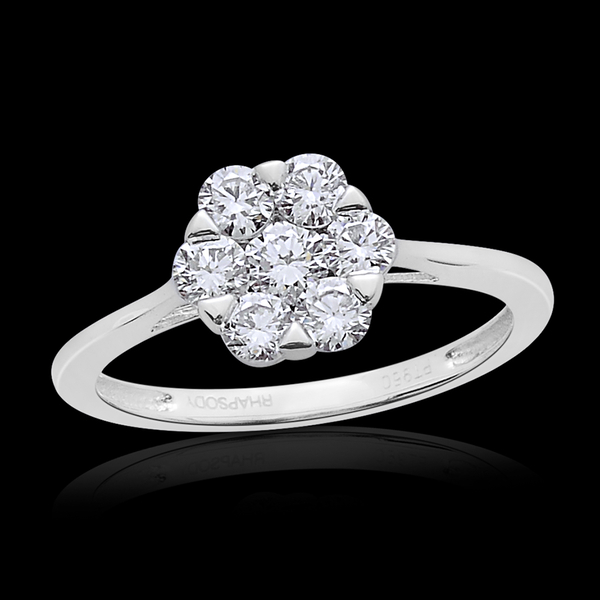 RHAPSODY 950 Platinum SGL Certified Diamond (Rnd) (VS/E-F) 7 Stone Floral Ring 1.000 Ct.