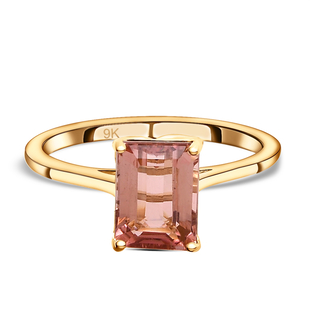 9K Yellow Gold Padparadscha Tourmaline Solitaire Ring 2.16 Ct.