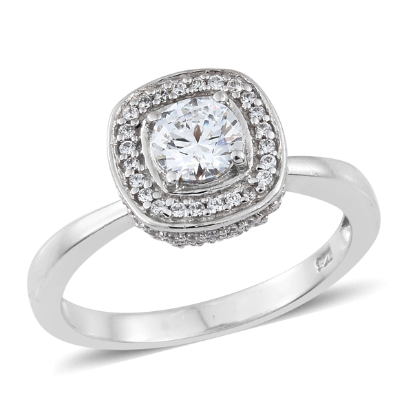 Lustro Stella Made with Finest CZ Halo Ring in Silver