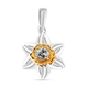 Aquamarine Floral Pendant in Platinum and Gold Overlay Sterling Silver