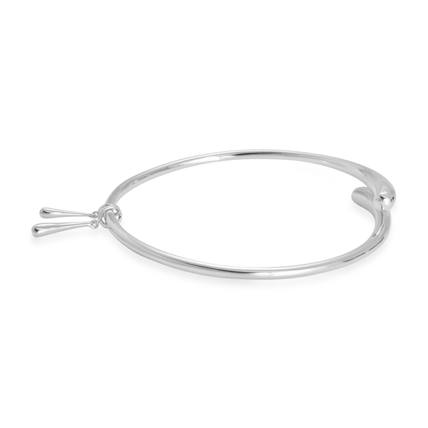 LucyQ Double Drip Bangle in Rhodium Plated Sterling Silver (Size 7.5) 21.49 Gms.