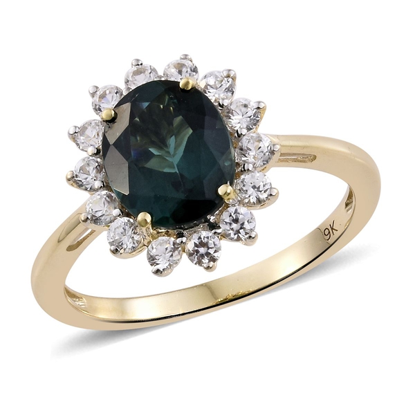 9K Yellow Gold AAA Natural Indian Ocean Apatite (Ovl 2.75 Ct), Natural Cambodian Zircon Ring 3.750 C