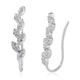 Diamond (Rnd) Leaf Climber Earrings Platinum Overlay Sterling Silver 0.250 Ct.