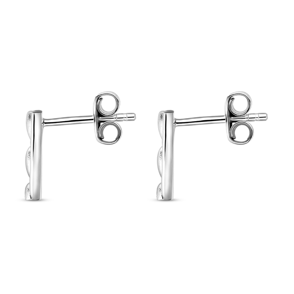 LUCYQ Texture Drop Collection - Multi Texture Rhodium Overlay Sterling Silver Stud Earrings with Push Back