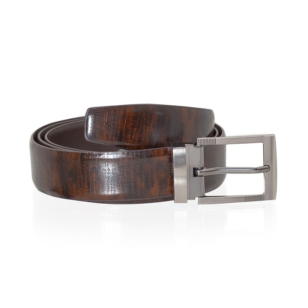 Genuine Leather Brown Colour Mens Belt with Silver Tone Buckle (Size 36 - 39 inch)