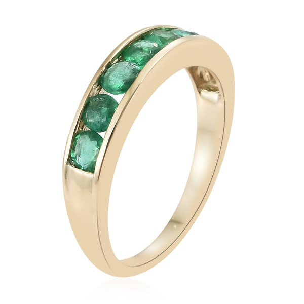 9K Yellow Gold Kagem Zambian Emerald (Rnd) Half Eternity Ring 1.000 Ct.