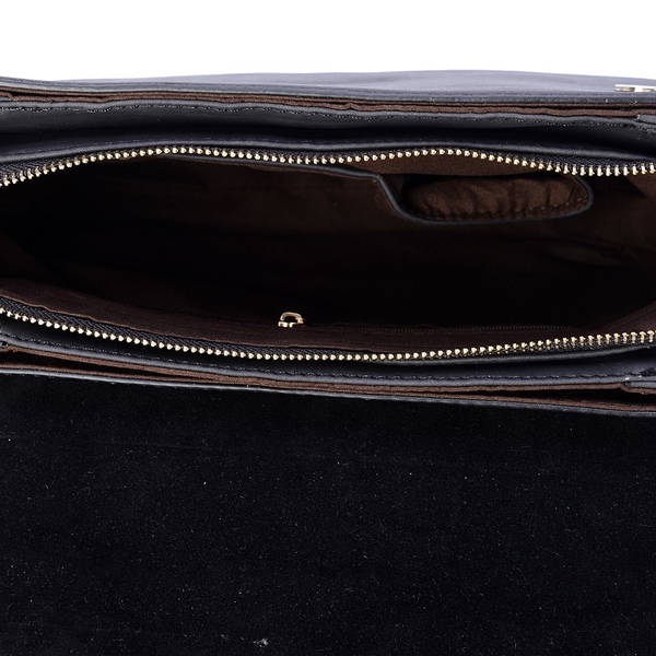 Croc Embossed Black Colour Crossbody Bag with Removable Shoulder Strap (Size 27x16x9 Cm)