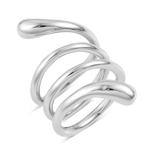 LucyQ Coil Midi Ring in Rhodium Plated Sterling Silver 10.81 Gms.