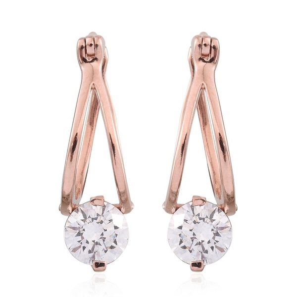 Lustro Stella - Rose Gold Overlay Sterling Silver (Rnd) Earrings (with Clasp) Made with Finest CZ 2.