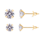 Set of 2 - ELANZA Simulated Diamond Stud Earrings (with Push Back) in Yellow Gold Overlay Sterling S