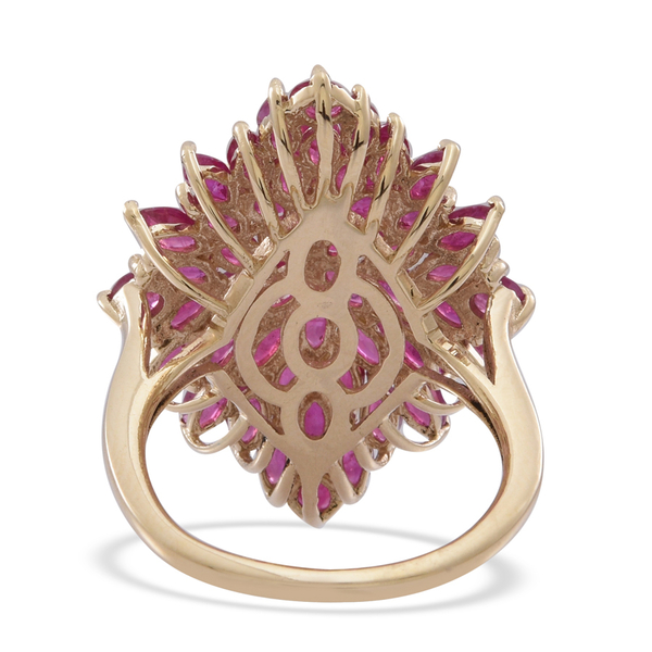 9K Y Gold Ruby (Mrq) Cluster Ring 5.500 Ct. Gold Wt 5.30