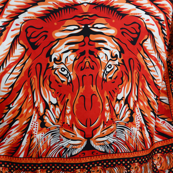 JOVIE Tropic Tiger Printed Short Kaftan (Size 95x80 Cm) - Orange & Multi
